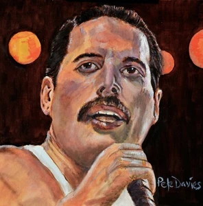 NEU ORIGINAL PETE DAVIES ""Freddie"" Quecksilber böhmische Königin Öl auf Leinwand GEMÄLDE - Bild 1 von 1