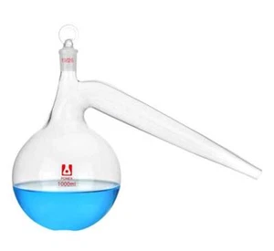au 125-1000ml Borosilicate Glass Retort Chemistry Lab Flask w/ Stopper Swan Neck - Picture 1 of 17