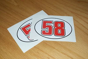 Marco Simoncelli Number 58 Stickers (Pair) - Picture 1 of 1