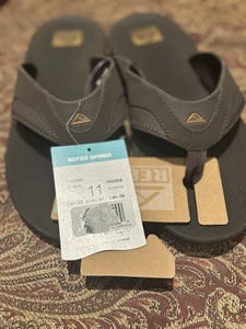 New With Tags Men’s Reef Fanning Bottle Opener Flip Flops Size 11 Brown Gum - Picture 1 of 9