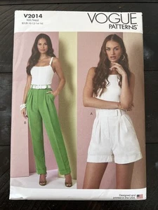 UNCUT Vogue V2014 Misses hoch geschnittene plissierte Shorts & Hosen (8-26) Schnittmuster - Bild 1 von 8