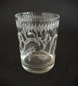 Biedermeier Becherglas rundum Schliffdekor um 1840 - Bild 1 von 4