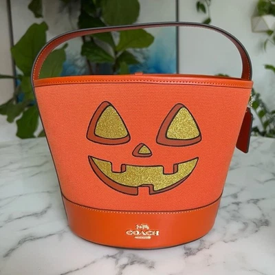 Cubo Coach de truco o trato con calabaza de Halloween CW533 naranja Jack-o-lantern Foto 1 de 4