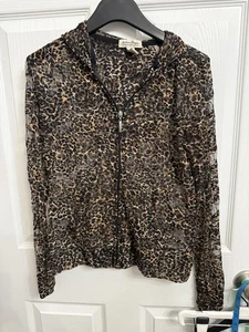 Sheer Leopard Mesh Zip Hoodie Y2K Spice Girl Retro Glam Style Women’s Medium - Picture 1 of 8