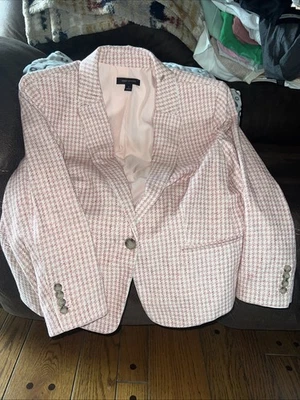 Hermosa chaqueta deportiva Ann Taylor rosa y blanca para mujer talla 14 Foto 1 de 4