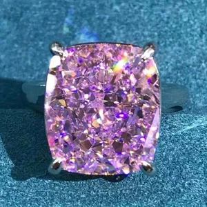 Natürlicher rosa Saphir-Diamantring 8,00 kt Kissenschliff 14 K Weißgold Größe 7 - Bild 1 von 9