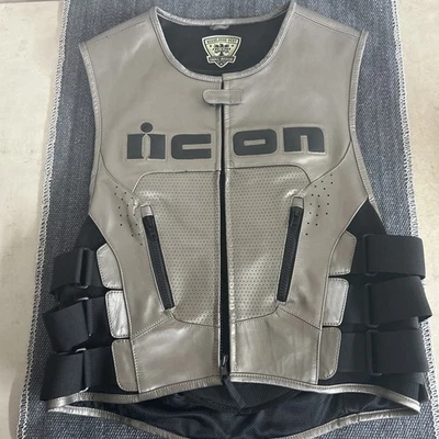 Mens icon Regulator Vest Sz S/M Leather Motorcycle Biker Armor Small/Medium - Image 1 of 4