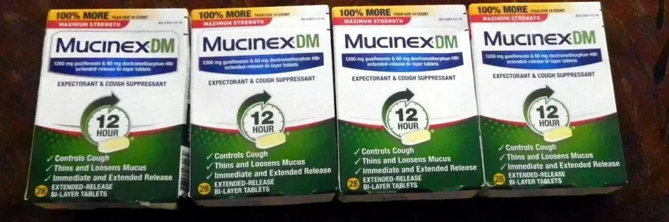 💚 Lot of 4 Mucinex DM Max Strength 1200mg 60mg 12Hr 28ct Each EXP 11/2025+ - Image 1 of 1