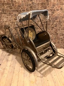 Dolls House 1/12 Scale Miniature Vintage Metal Rickshaw Bicycle Moving Parts - Photo 1/8