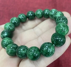 Zertifiziert 12-13 mm Echte Natürliche Grüne Jade Runde Perlen Stretch Armband 7,5 Zoll - Bild 1 von 3