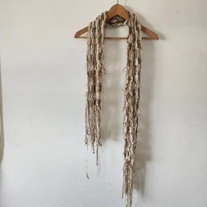 Y2K Bufanda Marrón Tejida Marrón Flecos - Imagen 1 de 6