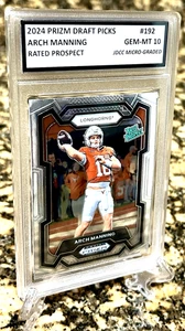 ARCH MANNING 2024 Panini PRIZM DRAFT PICKS GRADED GEM-MT 10 ROOKIE CARD #192 - Picture 1 of 6
