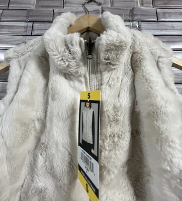 Nicole Miller Ladies' Women’s S Reversible Vest Ivory Quilted Fuzzy Zip Nwt - Image 1 of 4