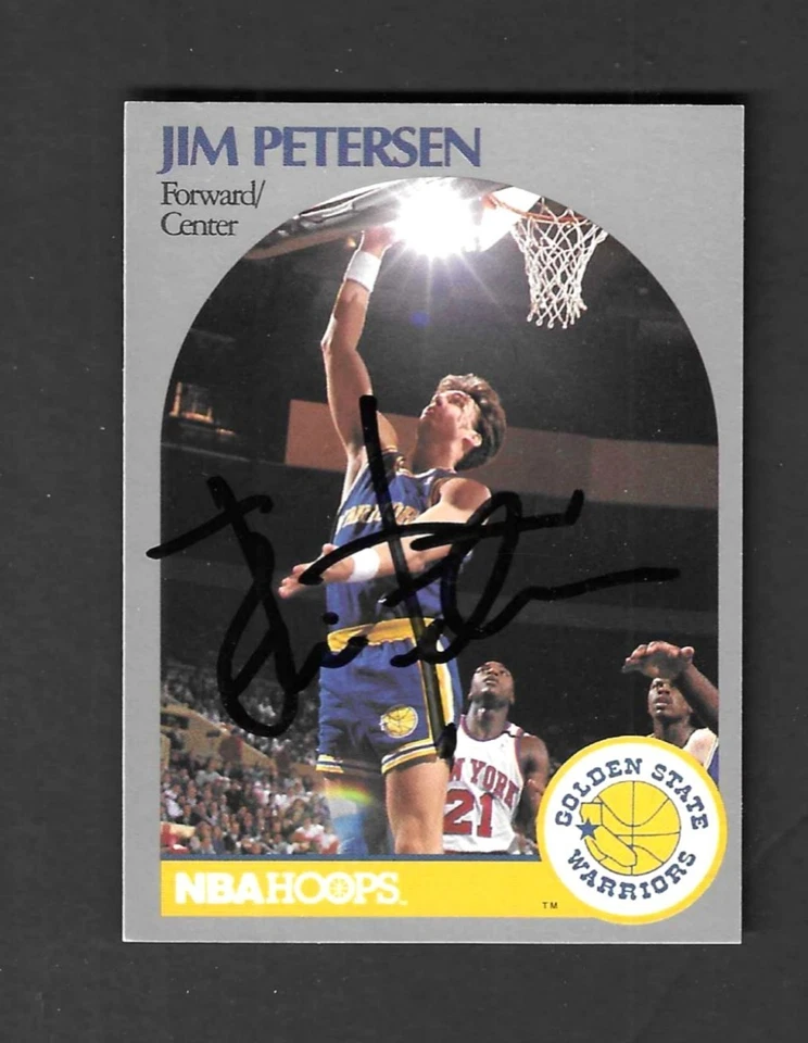 JIM PETERSEN Golden State Warriors Signed '90-91 Hoops Basketball Card #117 NRMT - Image 1 of 1