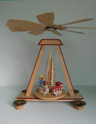 Pyramide Vintage Retro Original Erzgebirge DDR Eisenbahn Zug Spanbaum 70er Jahre - Bild 1 von 4