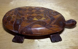 Vintage handgeschnitzte Schildkröte Schmuckschatulle - Bild 1 von 8