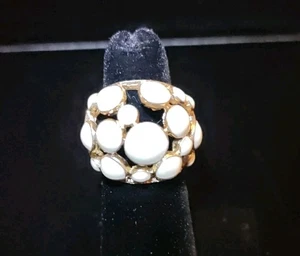 Anello firmato LIA SOPHIA tono oro bolla blister sfera design aperto misura 5 - Foto 1 di 3