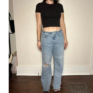 Pantalones de mezclilla Loft desgastados lavado claro pierna ancha talla 10 - Imagen 1 de 7