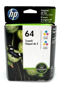 Genuine HP 64 Tri Color Ink Cartridge 2 Pack OEM - Exp 05/2023 - SEALED - Picture 1 of 6