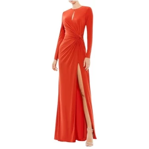 NWT Ienna for Mac Duggal 55708 Long Sleeve Keyhole Draped Red Gown 10 - Picture 1 of 9