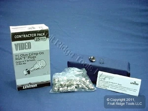 25 Leviton Video 75 Ohm Crimp On RG6 F Cable Plug Ends C5007 - Afbeelding 1 van 4