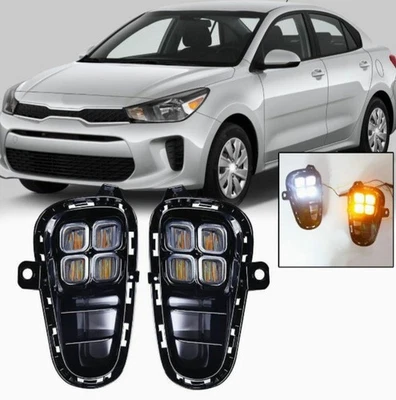 LED DRL Daytime Running Fog light w/Wire Switch Fit For 2018-2020 KIA Rio 4 Eyes - Image 1 of 4