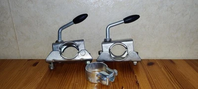 2 x Stützradhalter 48 mm Abstellstütze Klemmbock Klemme Anhänger + Schelle 54mm - Bild 1 von 4