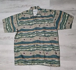 Vintage 90s Bugle Boy Button Up Hemd Herren Gr. XL Mehrfarbig Kurzarm Tribal - Bild 1 von 3