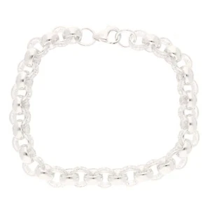 New! Sterling Silver 9.25" Simulated Diamond Belcher Bracelet (9.5mm Wide) - Picture 1 of 5