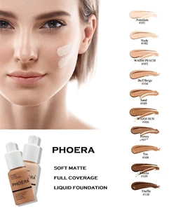 PHOERA® Foundation Concealer Full Coverage Makeup Matte Brighten long lasting UK - Picture 1 of 17