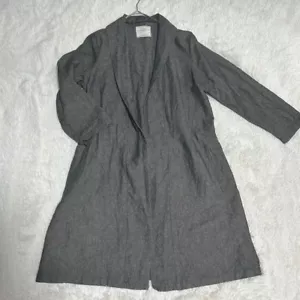 ICHI / ICHI Antiquites Linen Cotton Shawl Collar Long Coat Gray Used - Picture 1 of 9