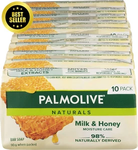 Naturals Bar Soap, 10 Pack X 90G, Moisture Care with Natural Milk & Honey - Picture 1 of 12