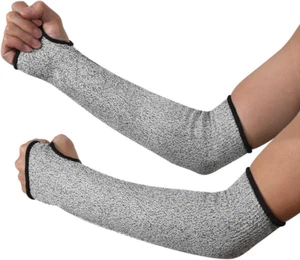 Cut Resistant Sleeves with Thumb Hole, Arm Protection Knit Sleeves, Level 5 Prot - Picture 1 of 12