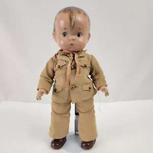 Vintage 14 Zoll Effanbee Skippy Soldat Puppe Zweiter Weltkrieg Kompositionstuch Militäruniform - Bild 1 von 19
