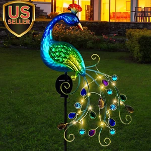 Metal Peacock Garden Solar Lights Outdoor Decorative Garden Stake Lights- Wat... - Picture 1 of 9