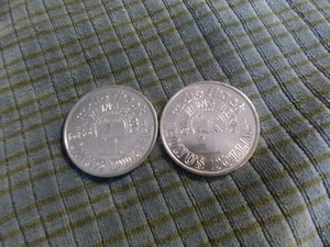 1977 RADIO SHACK Citizens Band BONUS DOLLAR Aluminum TOKEN Paramount Lot Of 2 VG - Picture 1 of 2