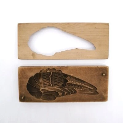 Molde para pasteles KASHIGATA japonés vintage - madera "camarón" tallada a mano MOA219 Foto 1 de 4
