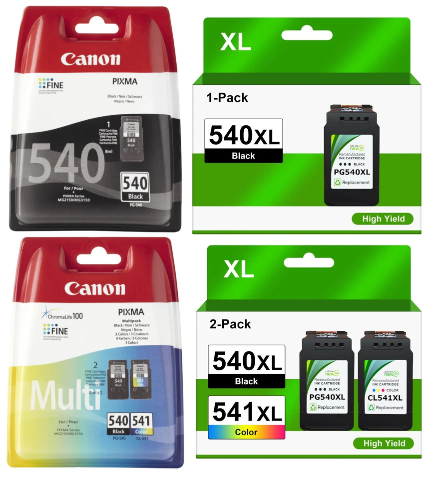 Original / Reman Druckerpatronen für Canon PG-540 CL-541 PG540XL CL541XL TS5150 - Bild 1 von 1
