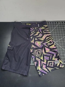 Maui And Sons Hawaii Black Geometric Print Kid's Size 12 Surf Trunks Shorts - Picture 1 of 13