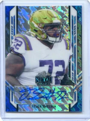 2021 Leaf Metal Draft TYLER SHELVIN RC Rookie Blue Marble Auto #/40 BENGALS LSU - Image 1 of 2