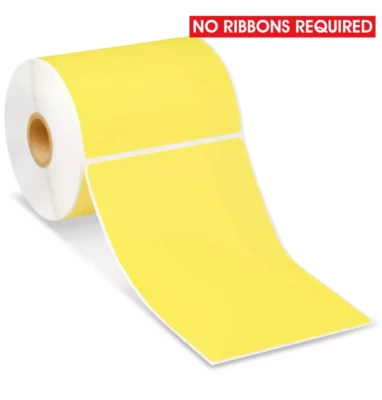 Case of 12 Uline Yellow 4x6 Direct Thermal Labels Zebra, Eltron, Sato, Datamax - Image 1 of 3