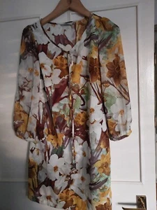 Tu ladies women's dress size 8 Satin Look Floral Pattern Immaculate - Picture 1 of 1