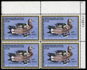 US Sc RW51 Multicolor $7.50 1984 MNH OG LL Plate No. 173871 Block of 4 - Picture 1 of 1