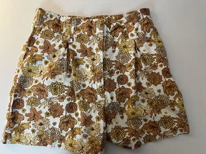 C&C CALIFORNIA yellow brown flora linen blend shorts w pockets 8 - Picture 1 of 4