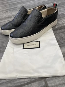 Authentische Gucci GG geprägte Leder Slipper Turnschuhe Größe 6 G 407364 - Bild 1 von 12