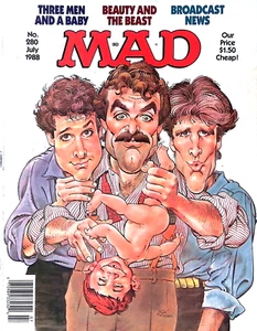 MAD Magazine JUL 1988 Parody of 3 Men and a Baby Broadcast News Satire & Humor - Picture 1 of 10