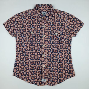 CALVIN KLEIN Button Shirt Up Short Sleeve Women's Size Medium Casual - Picture 1 of 9