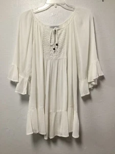 Women Stylish Blouse Size Large White String Tie Neck Alisha Chloe Missy 103 - Picture 1 of 6