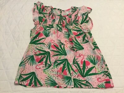 Crown & Ivy Girls Top Pink With Flamingos Size 10/12 Smocked Ruffle Sleeve - Image 1 of 4