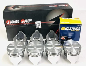 SEALED POWER Cast Flat Top Pistons Set/8+CAST Rings for Chevy SB 327 Bore .060 - Picture 1 of 9